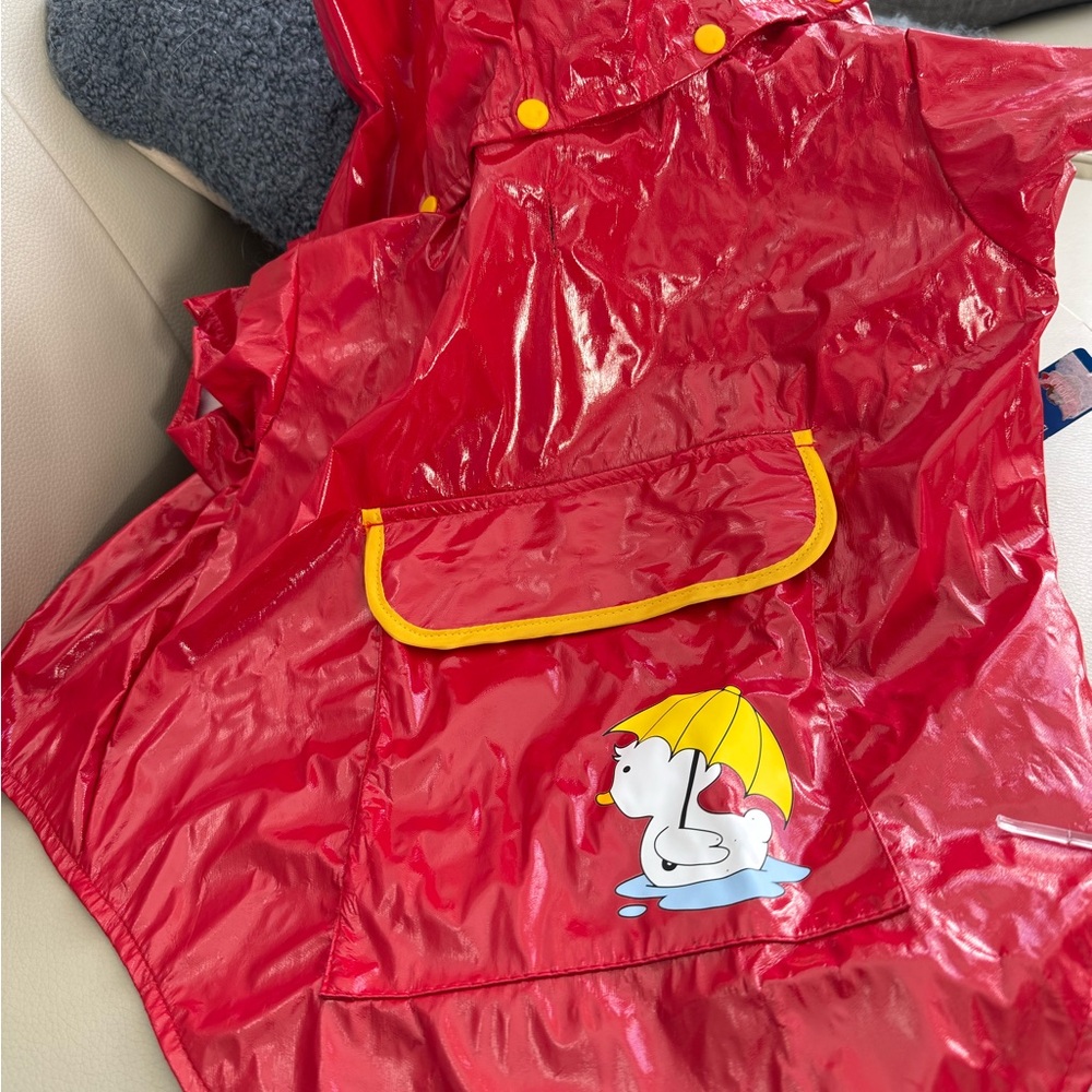 Waterproof Red Dog Raincoat with Yellow Accents